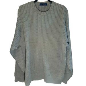 Vintage JOHN ASHFORD Cable Knit Pullover Grandpa Sweater 100% Cotton Gray XXL